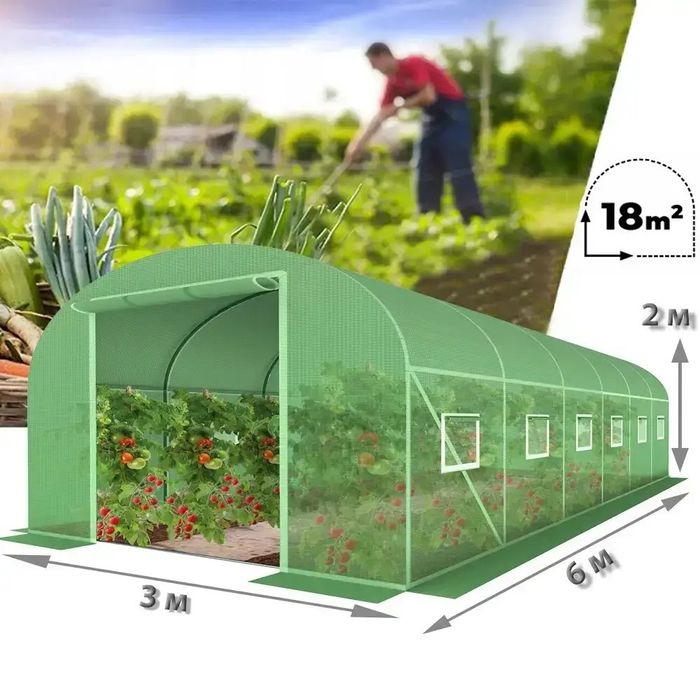 Теплиця парник 10м2    18м2 (6х3х2 м) Ø25мм  для городу дачі