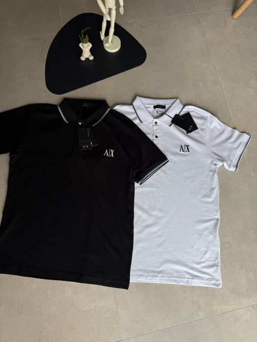Топ Крута поло футболка Armani Exchange біла та чорна  розмір  S-XXL