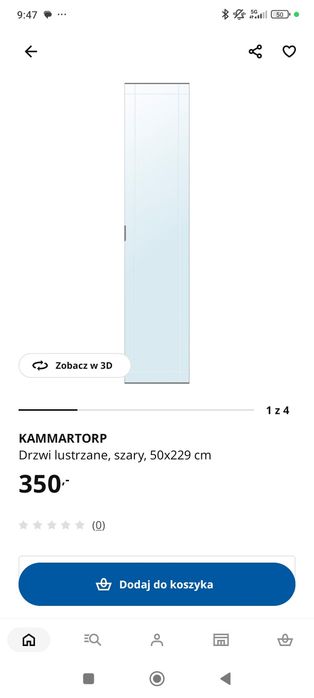 Nowe drzwi lustrzane pax Kammartorp 50x229 lustro front