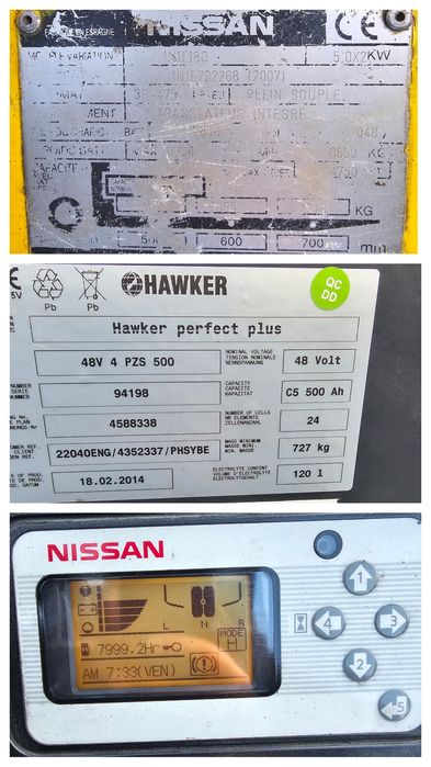 Wózek widłowy elektryczny NISSAN 1N1L18 TRIPLEX  4750mm  1750kg 48V  transport