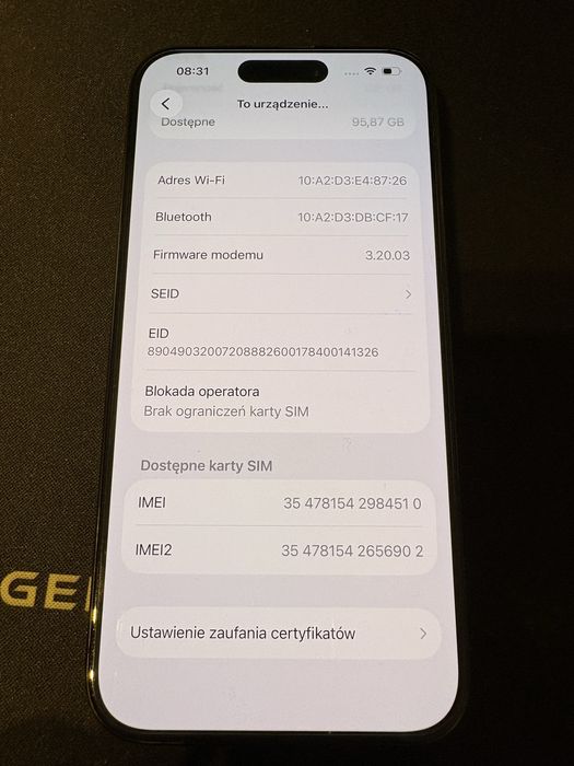iPhone 15 Pro  128GB czarny Black Titanium