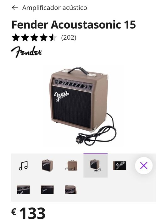 Fender Acoustasonic 15 e cabo Fender para guitarra acústica