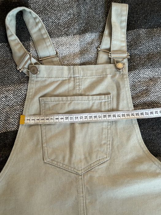 Джинсовий сарафан оливкового кольору з необробленим краєм (S)