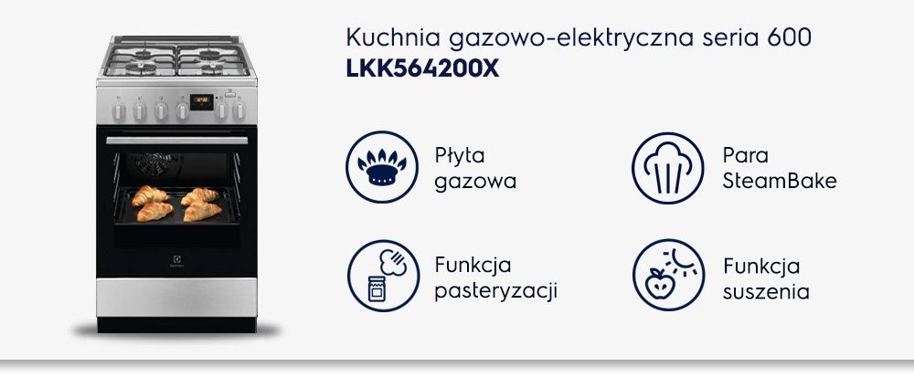 Kuchenka gazowa Elektrolux - piekarnik parowy