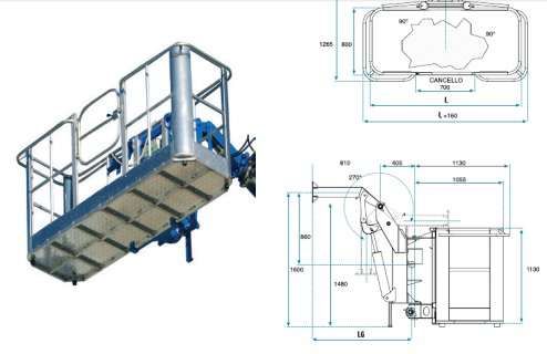 Cestos para gruas de elevação fixos, com rotação, auto nivelados. NOVO