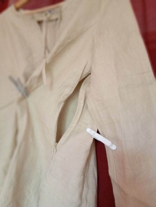 Lniana  bluzka, tunika len 100%  Boho lato, wakacje, urlop size 40