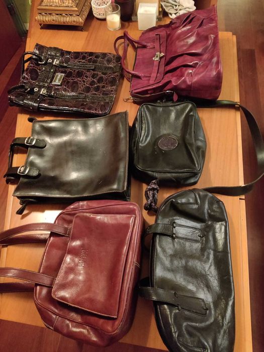 Bolsas couro e pele vintage