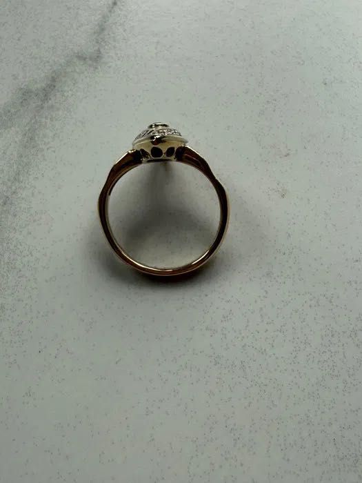 Zloty pierscionek z diamentami art deco antyk 585 Gold ring