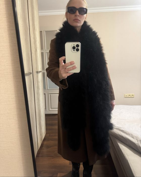 Вінтажний чорний палантин sonia rykiel із натурального пір'я страуса