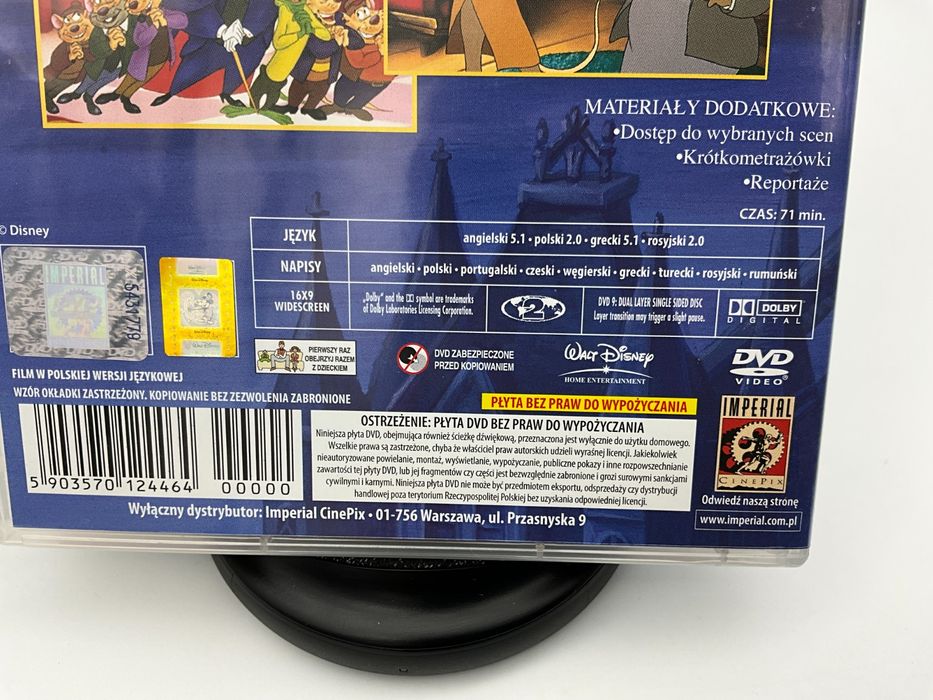 Wielki mysi detektyw DVD, The Great Mouse Detective, 1986, Disney