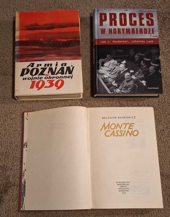 Zestaw książek IIWŚ Proces w Norymberdze, Armia Poznań, Monte Cassino