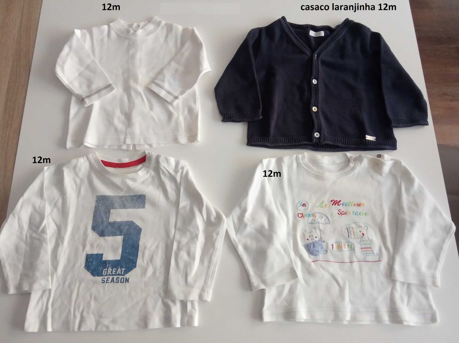 Camisolas manga comprida menino 12m a 4anos