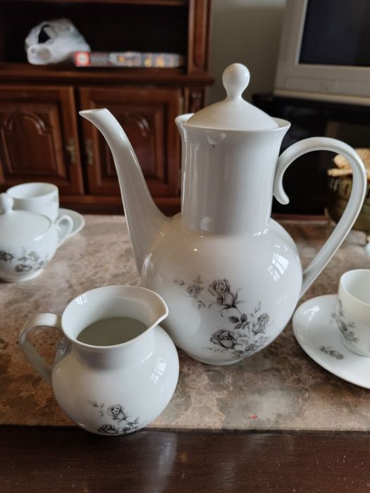 Conjunto chá / café branco floral