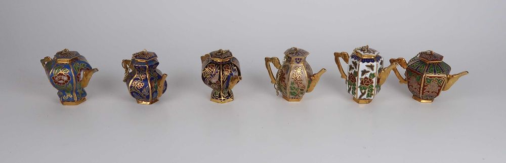 Lote de 6 bules miniatura Cloisonné