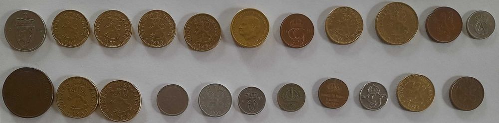Zestaw monet Skandynawia 22 szt.