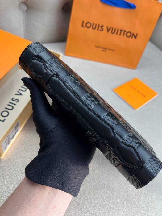 Кожаный органайзер Louis Vuitton черный кошелек Луи Виттон клатч k425