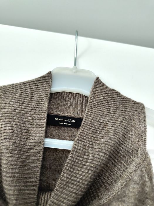 Komplet Massimo dutti 40 L brązowy taupe set kardigan i top dzianinowy wełniany wiskozowy