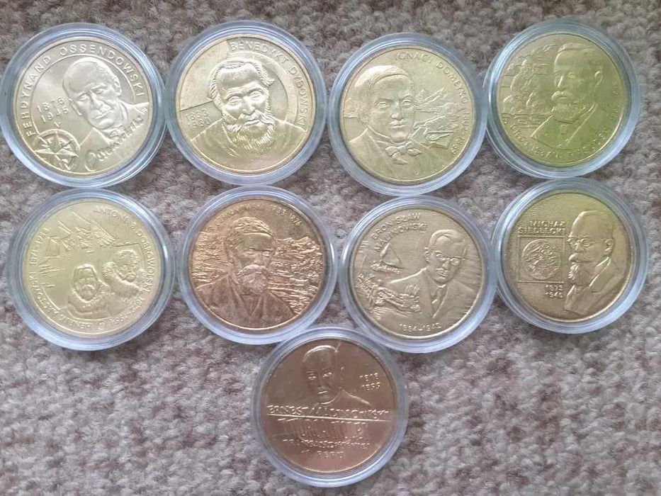 Monety 2 zł polscy podróżnicy i badacze- 9 monet