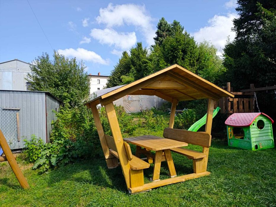Meble ogrodowe DREWNIANE góralskie DO OGRODU biesiadne LITE DREWNO +