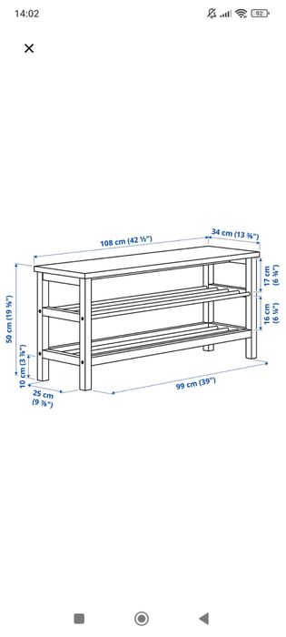 Ławka z półkami na buty  z ikea