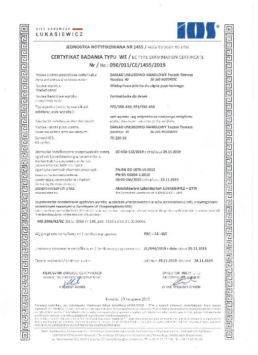 Formatówka obrzynarka trzy piłowa Producent