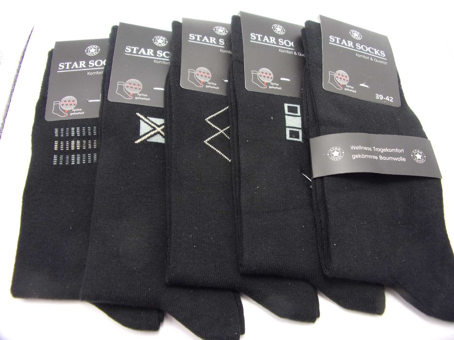 5x Skarpety bawełniane męskie, czarne 39/42 art 6519.