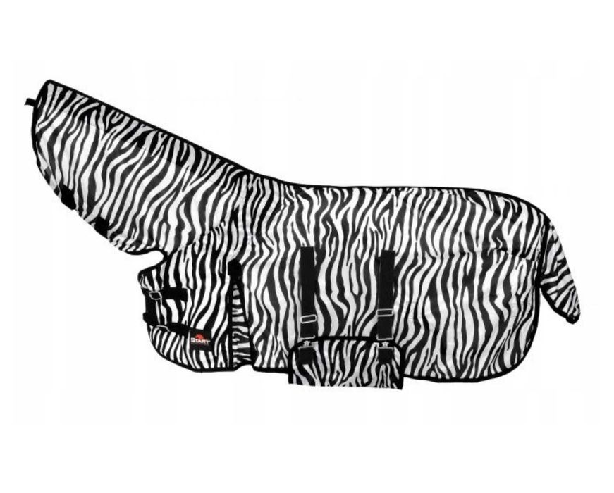 Derka zebra siatkowa przeciw owadom 155 cm dla konia z kapturem