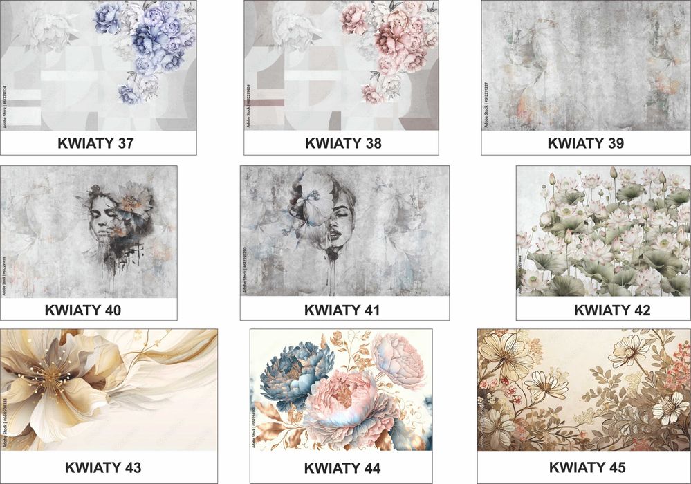 Żywe intensywne kolory grafiki kwiaty fototapeta na wymiar