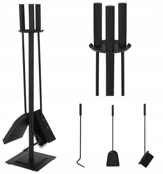 Zestaw Kominkowy Przybory Do Kominka Szufelka Zmiotka Pogrzebacz 3x