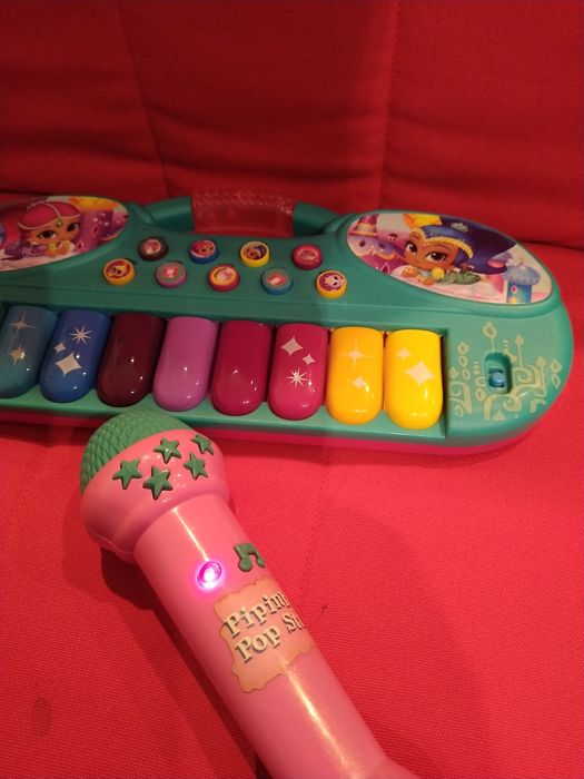 Teclado e microfone com música, brinquedos criança