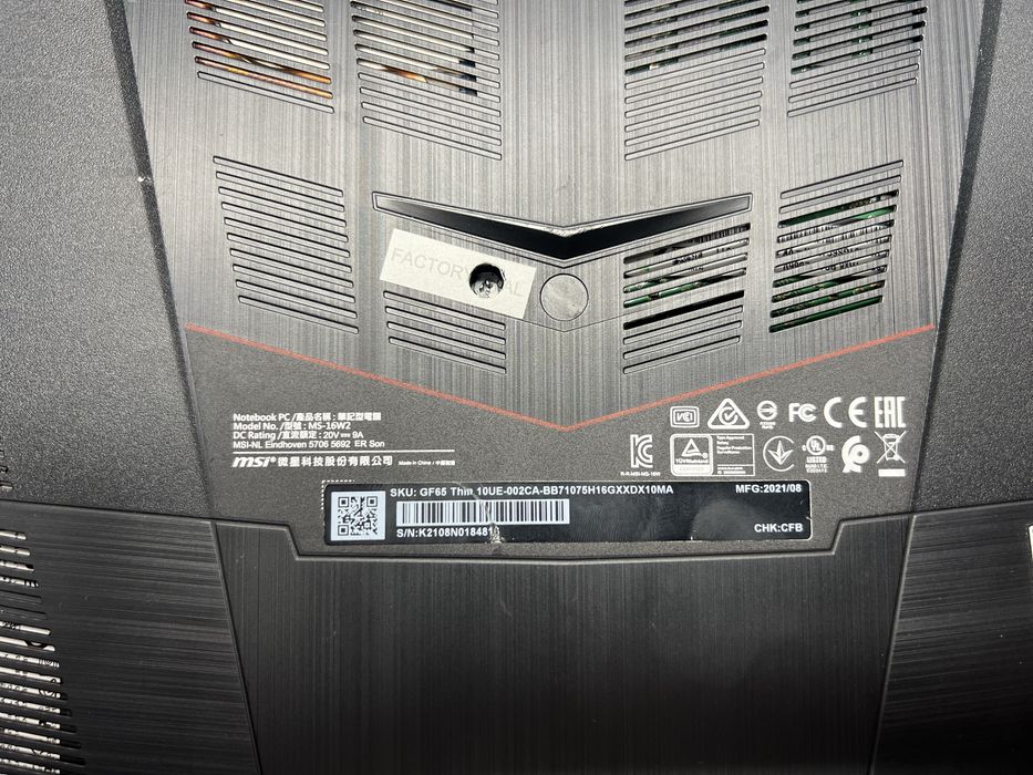 27 Ноут MSI GF65 Thin 10UE-002CA i7-10750H/16/512Gb/RTX3060/15,6/144Hz