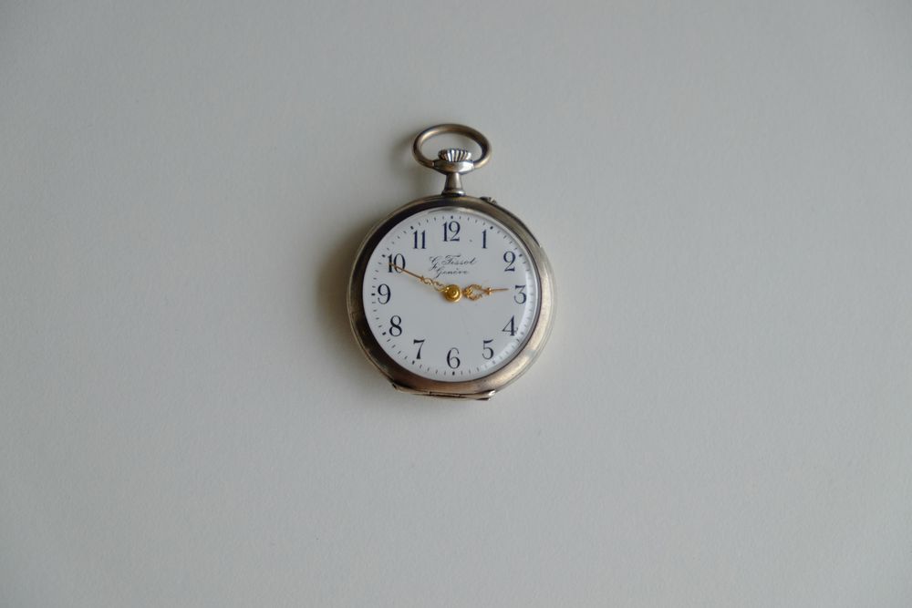 Relógio de bolso Tissot vintage em prata, revisto em 2025