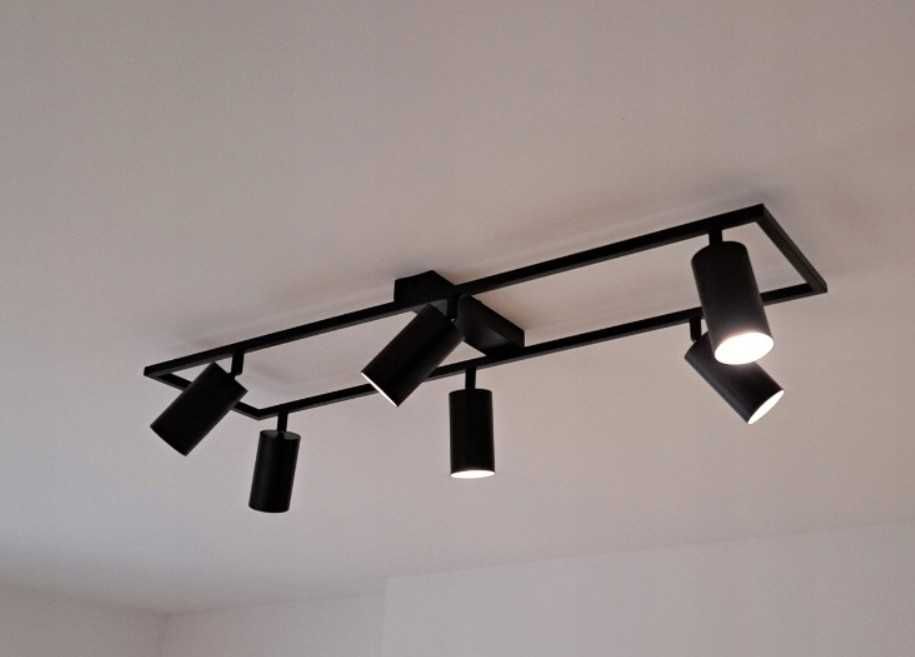 Lampa Oprawa Halogenowa Sufitowa Ruchoma Kinkiet Reflektor LED 6XGU10 Czarny