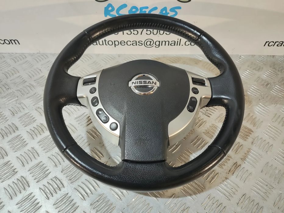 VOLANTE COMPLETO NISSAN QASHQAI J10 FACELIFT FASE 2 1 PELE PERFURADA COMANDOS MULTIFUNÇÕES AIRBAG