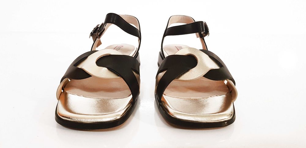 Sandały damskie Artiker skóra, czarno-złote, rozmiary 37,38,39,40,41