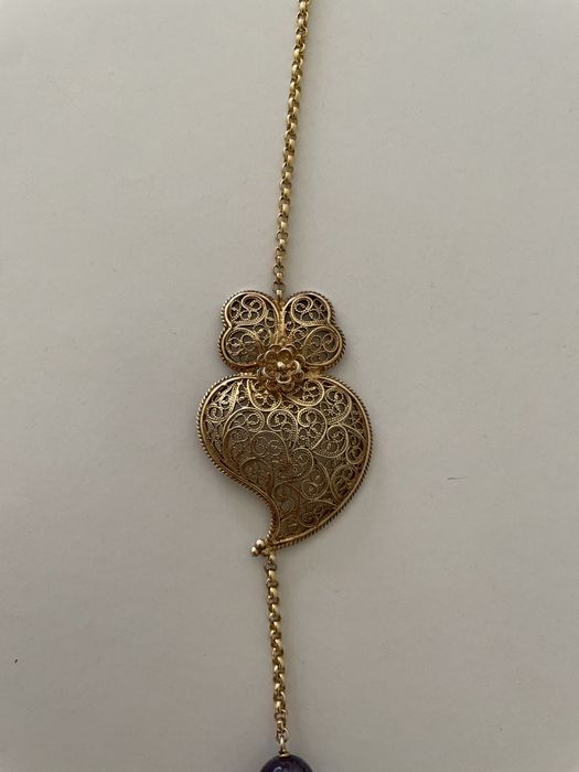 Colar filigrana coração de Viana - Prata de Lei