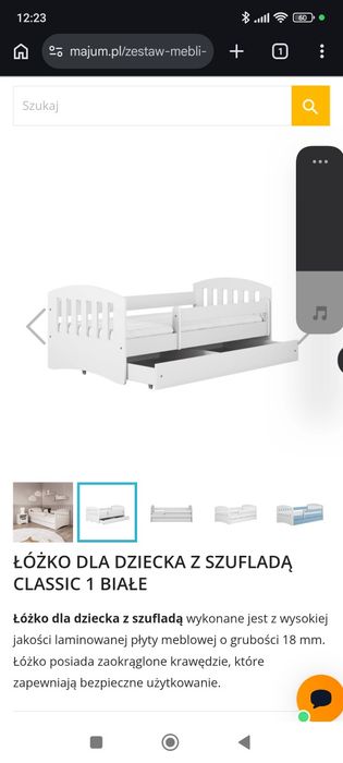 Łóżko dziecięce z szufladą + materac 160x80