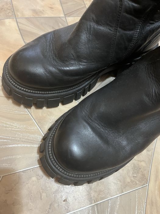 Кожаные зимние челси