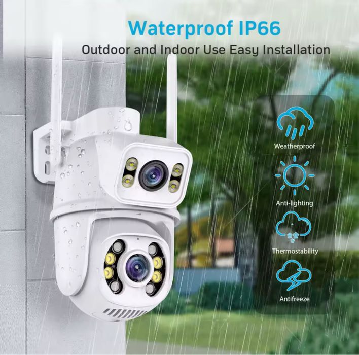 Потужна подвійна камера відеонагляду PTZ 8mp вулична поворотна Icsee