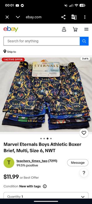 Нові дитячі труси боксери Marvel "Eternals" (Набір 4 шт.),  4 / 105