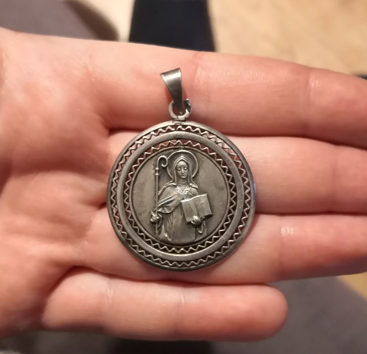 Duży srebrny wisior srebrna zawieszka Jezus Maryja medalik Józef srebr