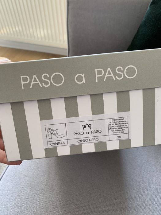 Buty czółenka czarne skórzane basic paso a paso
