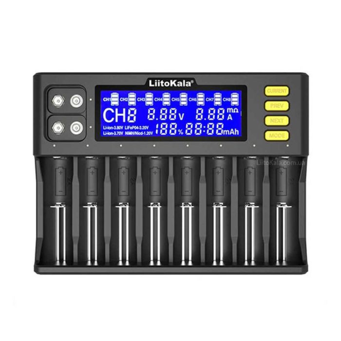 Зарядное устройство для Liitokala Lii-S8, 8 каналов, Ni-Mh/Li-ion/LiFePo4, 220V/12V, LED+LCD