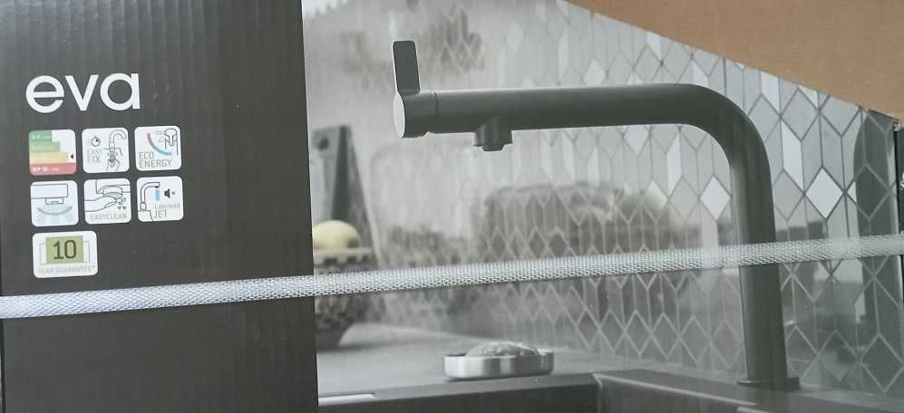 Bateria kuchenna chrom, czarna nowa