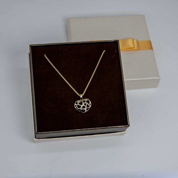 Złoty zestaw 585 łańcuszek Kłos plus zawieszka Serce 2,71 gram 45cm NOWY