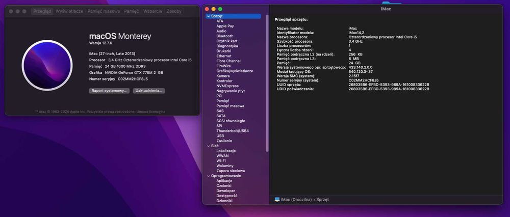 APPLE IMAC 27" A1419 | i5-4670 | 1TB | NVIDIA GTX | 24GB | Gwarancja 3