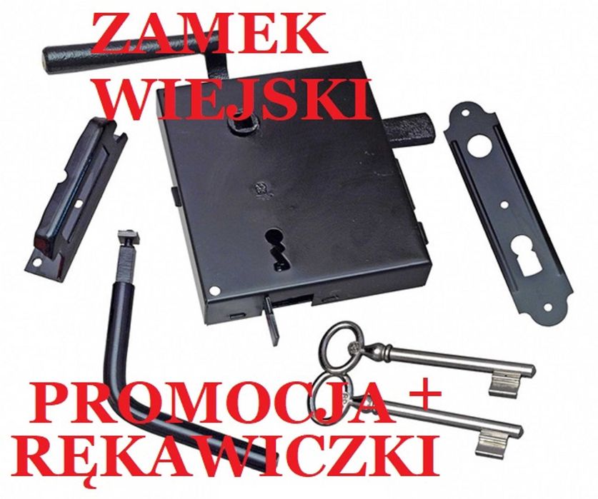 Zamek skrzynkowy wiejski czarny RETRO LEWY / PRAWY wysyłka natychmiast