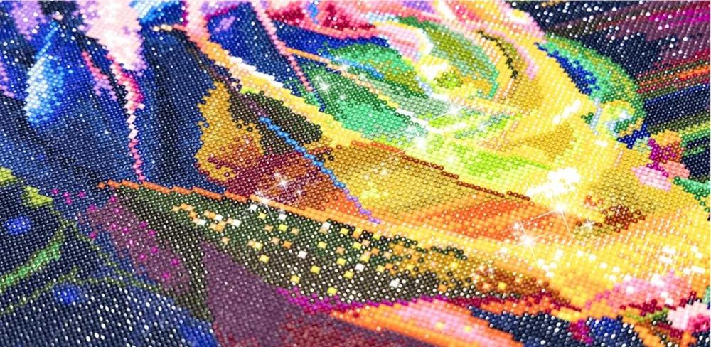 Obraz Haft Diamentowy Kolorowa Róża Wyklejanka Mozaika DIY 30x40 cm