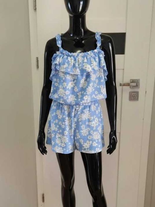 river Island kombinezon kwiaty 170 S M niebieski hiszpanka lato
