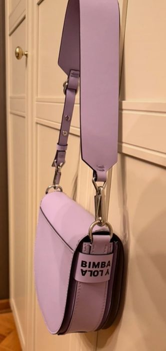 Bimba y Lola skórzana torebka Liliowa Minimalistyczna Cudna!